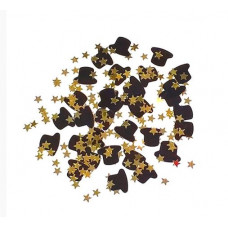 Arany csillag fekete kalapokkal konfetti - 31 g