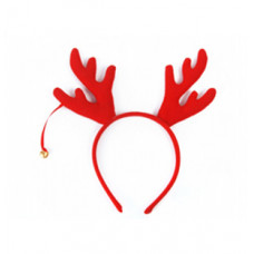 Red Reindeer Antler Headband with Bell