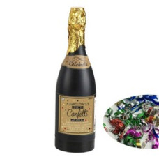 Színes fóliát kilövő pezsgősüveg konfetti ágyú